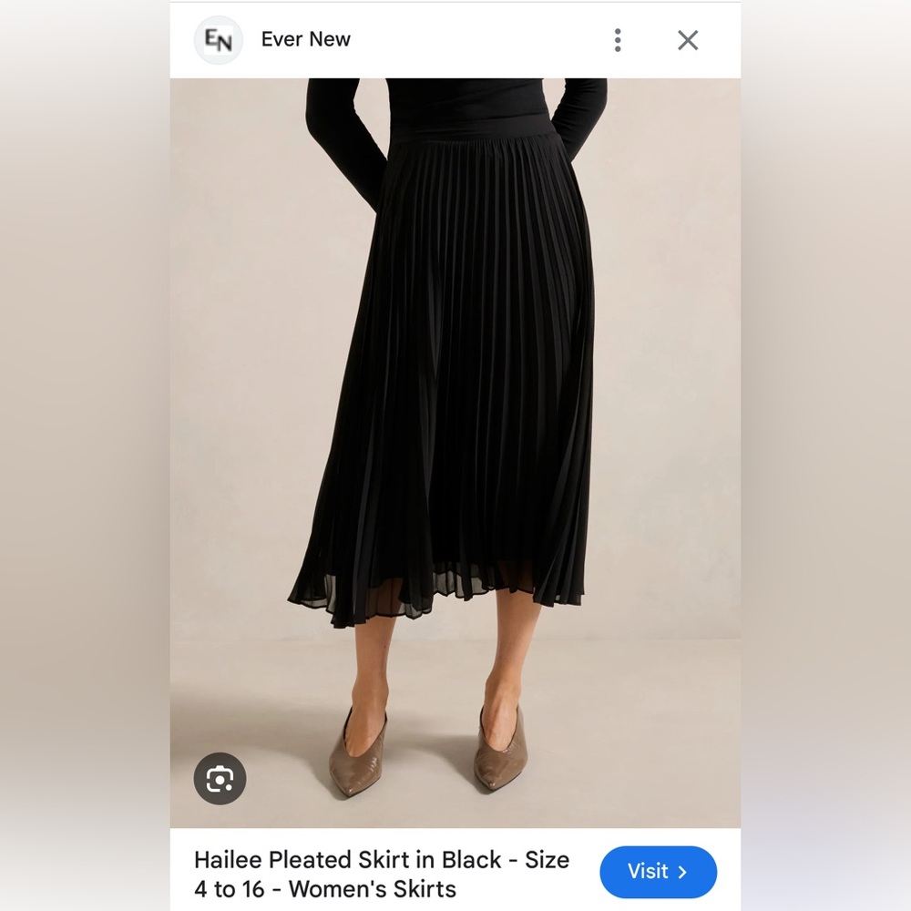 EverNew Black Pleated Midi Skirt - Size 4